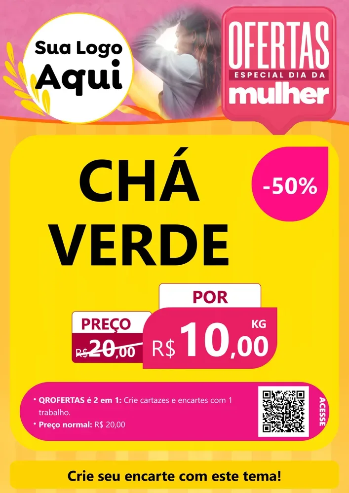 Modelo de Cartaz para Cartaz A4 Vertical com o tema Ofertas - Especial Dia Das Mulheres para Produtos Naturais