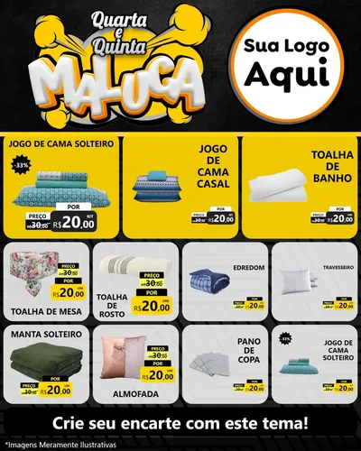 Modelo de Rede Social para Feed Instagram com o tema Quarta e Quinta Maluca para Cama, Mesa e Banho