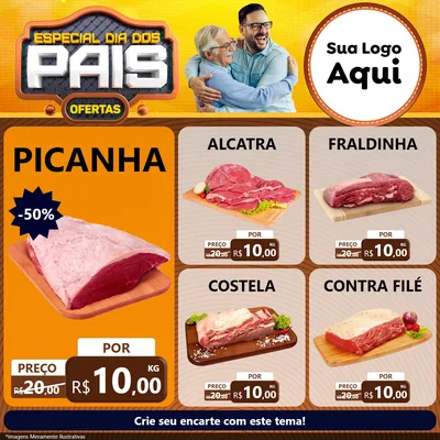 Modelo de Rede Social para Feed Facebook com o tema Especial Dia dos Pais para Açougue