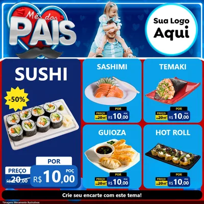 Modelo de Rede Social para Feed Facebook com o tema Mês Dos Pais para Comida japonesa
