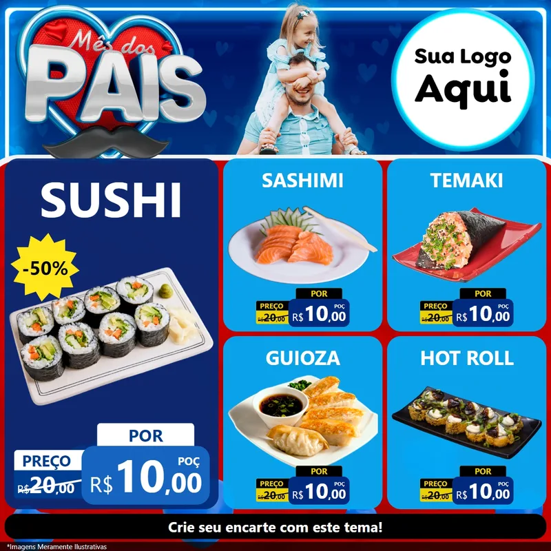 Modelo de Rede Social para Feed Facebook com o tema Mês Dos Pais para Comida japonesa