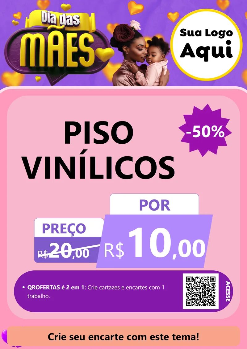 Modelo de Cartaz para Cartaz A4 Vertical com o tema Dia das Mães para Material para Construção