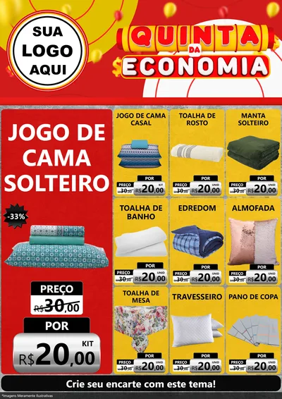 Modelo de Encarte para Encarte A4 Vertical com o tema Quinta da Economia para Cama, Mesa e Banho