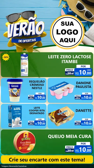 Modelo de TV para TV Vertical com o tema Verão de Ofertas para Frios e Laticínios