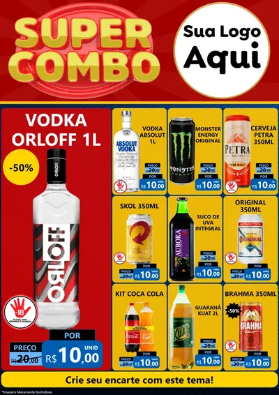 Modelo de Encarte para Encarte A4 Vertical com o tema Super Combo para Distribuidora de bebidas