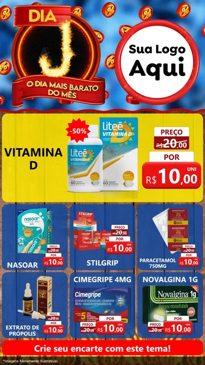 Modelo de Rede Social para Stories com o tema Dia J - O Dia Mais Barato Do Mês para Farmácia