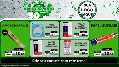 Modelo de TV para TV Horizontal com o tema Promoção de Aniversário - 30 Anos para Embalagens