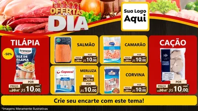 Modelo de TV para TV Horizontal com o tema Ofertas do Dia para Peixaria