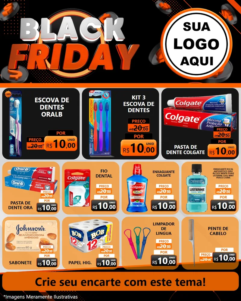 Modelo de Rede Social para Feed Instagram com o tema Black Friday para Higiene Pessoal
