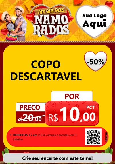 Modelo de Cartaz para Cartaz A4 Vertical com o tema Arraiá dos Namorados para Embalagens