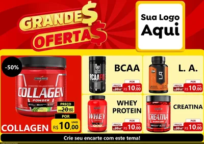 Modelo de Encarte para Encarte A4 Horizontal com o tema Grandes Ofertas para Suplementos alimentares