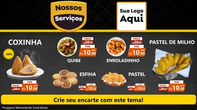 Modelo de TV para TV Horizontal com o tema Nossos Serviços para Salgadaria