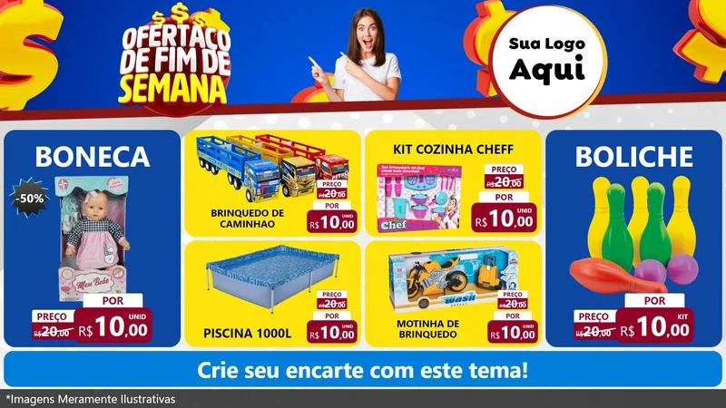 Modelo de TV para TV Horizontal com o tema Ofertaço de Fim de Semana para Brinquedos