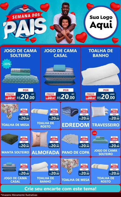 Modelo de Encarte para Encarte Grande com o tema Semana Dos Pais para Cama, Mesa e Banho
