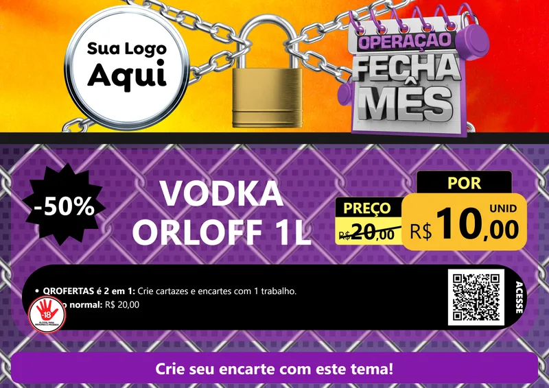 Modelo de Cartaz para Cartaz A4 Horizontal com o tema Operação Fecha Mês para Distribuidora de bebidas