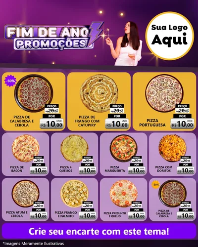 Modelo de Rede Social para Feed Instagram com o tema Fim de Ano Promoções para Pizzaria