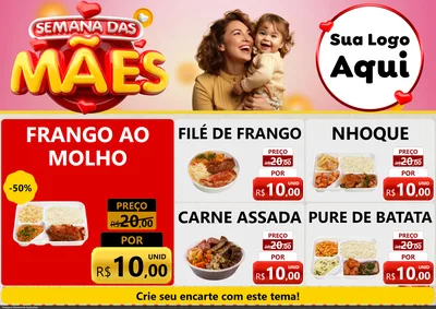 Modelo de Encarte para Encarte A4 Horizontal com o tema Semana das Mães para Restaurante