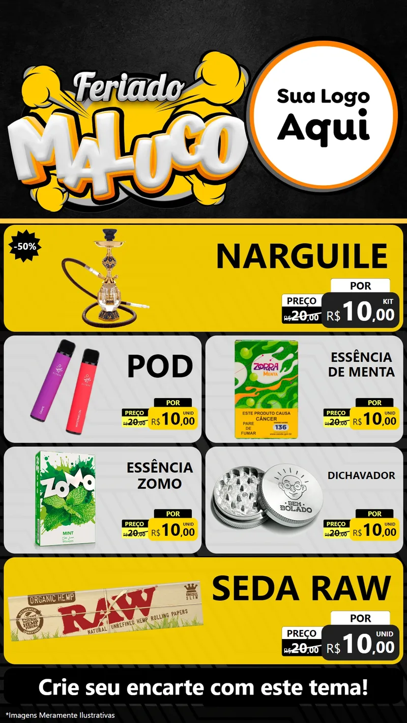 Modelo de TV para TV Vertical com o tema Feriado Maluco para Tabacaria