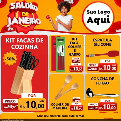 Modelo de Rede Social para Feed Facebook com o tema Saldão de Janeiro para Utilidades Domésticas