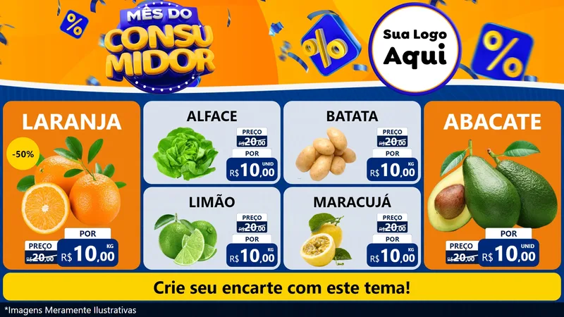 Modelo de TV para TV Horizontal com o tema Mês do Consumidor para Hortifrúti
