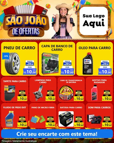 Modelo de Rede Social para Feed Instagram com o tema São João de Ofertas para Auto peças