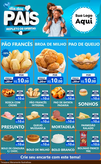 Modelo de Encarte para Encarte Grande com o tema Dia Dos Pais Repleto de Ofertas para Padaria
