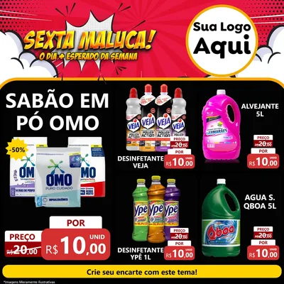 Modelo de Rede Social para Feed Facebook com o tema Sexta Maluca! para Produtos de Limpeza