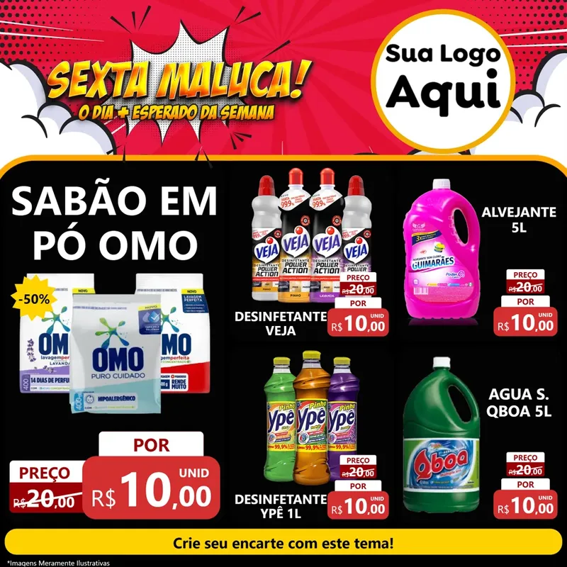 Modelo de Rede Social para Feed Facebook com o tema Sexta Maluca! para Produtos de Limpeza