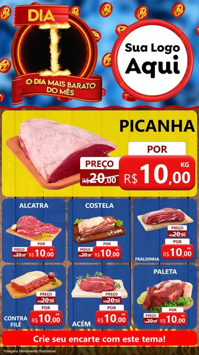 Modelo de Rede Social para Stories com o tema Dia I - O Dia Mais Barato Do Mês para Açougue