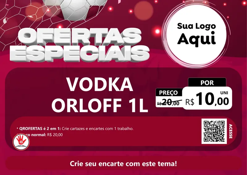 Modelo de Cartaz para Cartaz A4 Horizontal com o tema Ofertas Especiais - Futebol para Distribuidora de bebidas