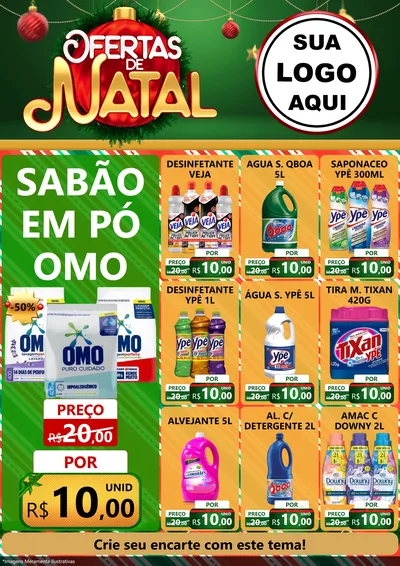 Modelo de Encarte para Encarte A4 Vertical com o tema Ofertas de Natal para Produtos de Limpeza