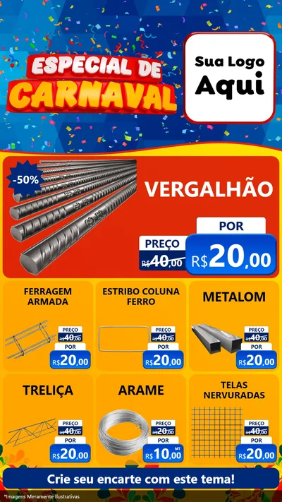 Modelo de Rede Social para Stories com o tema Especial de Carnaval para Ferragens