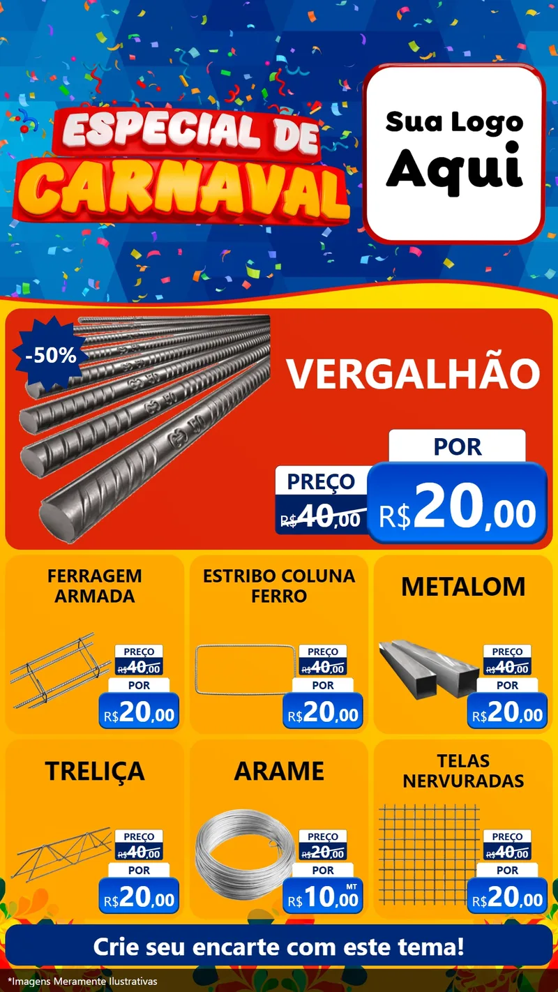 Modelo de Rede Social para Stories com o tema Especial de Carnaval para Ferragens