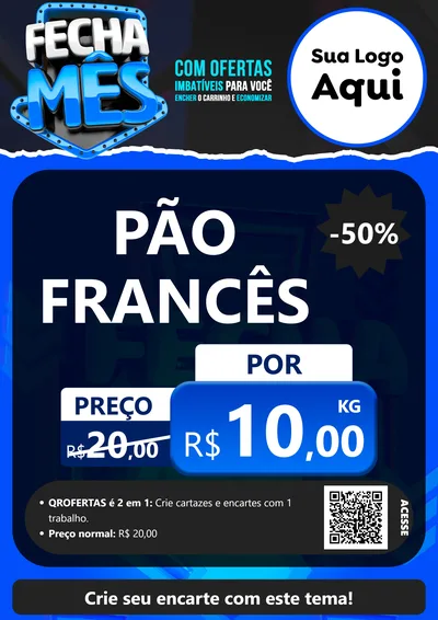 Modelo de Cartaz para Cartaz A4 Vertical com o tema Fecha Mês para Padaria