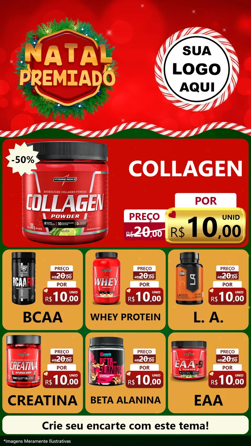 Modelo de Rede Social para Stories com o tema Natal Premiado para Suplementos alimentares
