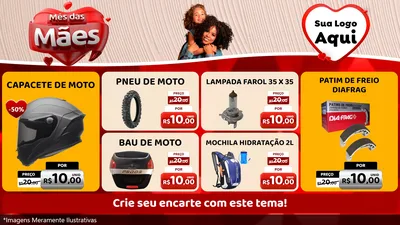 Modelo de TV para TV Horizontal com o tema Mês das Mães para Moto peças