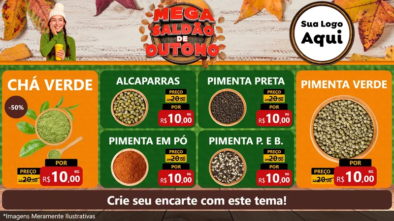 Modelo de TV para TV Horizontal com o tema Mega Saldão de Outono para Produtos Naturais