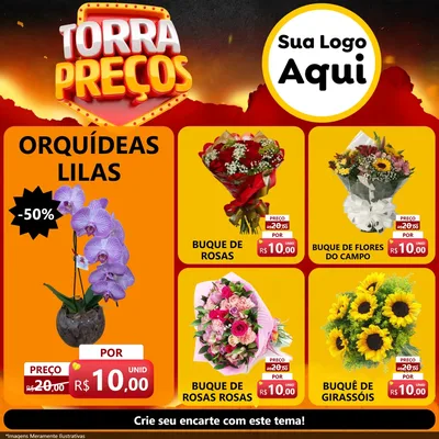 Modelo de Rede Social para Feed Facebook com o tema Torra Preços para Floricultura e jardim