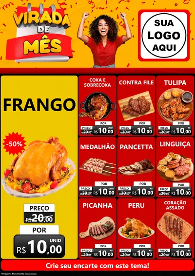Modelo de Encarte para Encarte A4 Vertical com o tema Virada de Mês para Assados