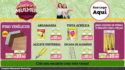 Modelo de TV para TV Horizontal com o tema Para Você Mulher para Material para Construção