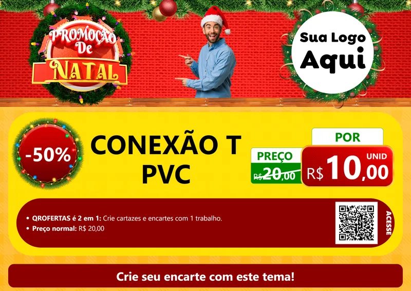 Modelo de Cartaz para Cartaz A4 Horizontal com o tema Promoção de Natal para Tubos e conexões