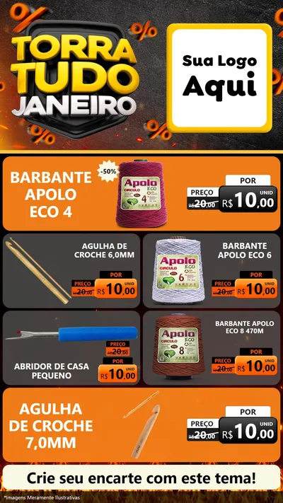 Modelo de TV para TV Vertical com o tema Torra Tudo Janeiro para Armarinho e Aviamentos