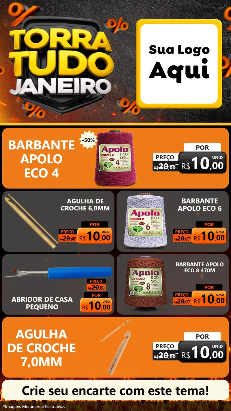 Modelo de TV para TV Vertical com o tema Torra Tudo Janeiro para Armarinho e Aviamentos