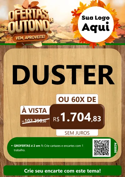 Modelo de Cartaz para Cartaz A4 Vertical com o tema Ofertas de Outono - Vem, Aproveite! para Concessionaria de Carros