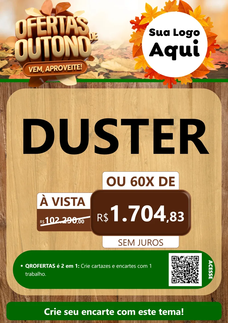 Modelo de Cartaz para Cartaz A4 Vertical com o tema Ofertas de Outono - Vem, Aproveite! para Concessionaria de Carros