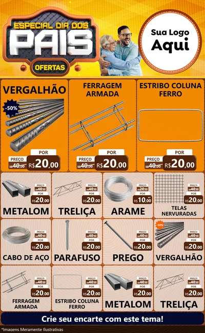 Modelo de Encarte para Encarte Grande com o tema Especial Dia dos Pais para Ferragens