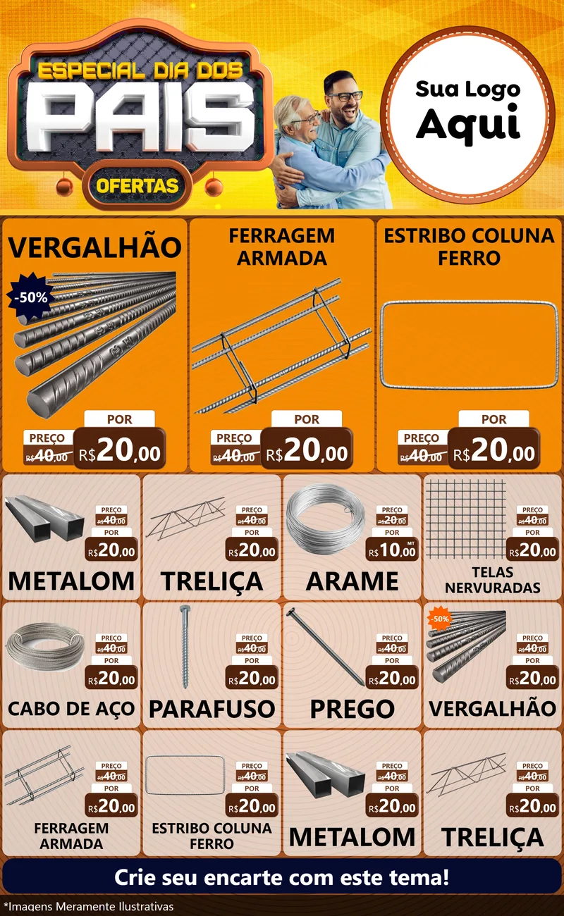 Modelo de Encarte para Encarte Grande com o tema Especial Dia dos Pais para Ferragens