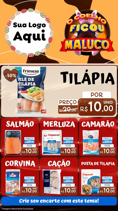 Modelo de Rede Social para Stories com o tema O Coelho Ficou Maluco - Páscoa para Peixaria