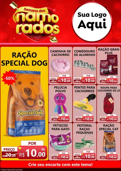 Modelo de Encarte para Encarte A4 Vertical com o tema Semana dos namorados para Pet Shop