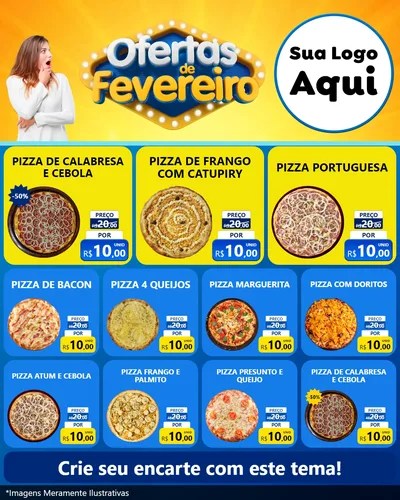 Modelo de Rede Social para Feed Instagram com o tema Ofertas de Fevereiro para Pizzaria